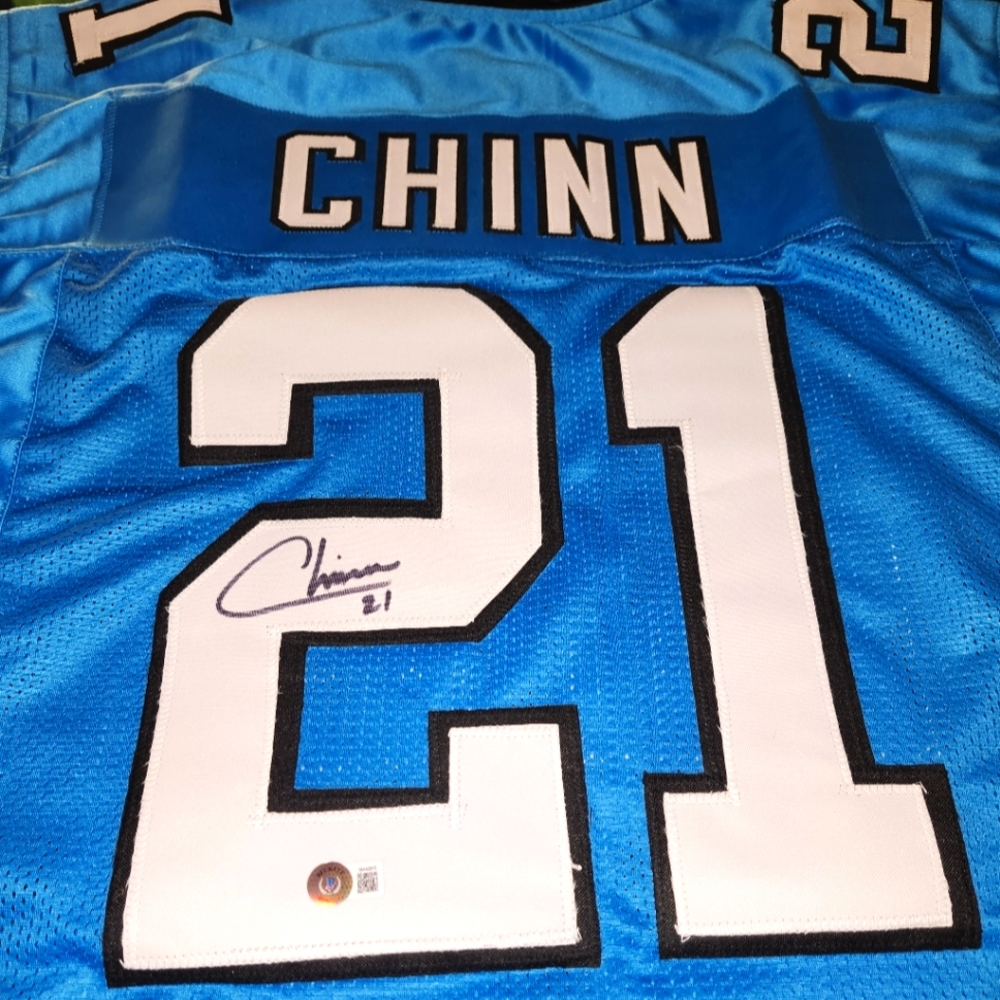 Jeremy Chinn #21 Carolina Panthers Autograph Beckett Authentic Blue L Jersey